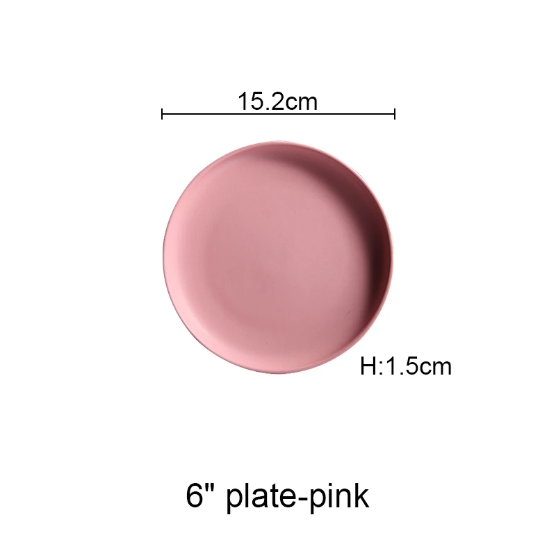 small pink Керамические обеденные тарелки, тарелка из говядины, посуда, Круглый однотонный цвет, десертное блюдо, простая и креативная Салатница, блюда Akuhome - Цвет: small pink