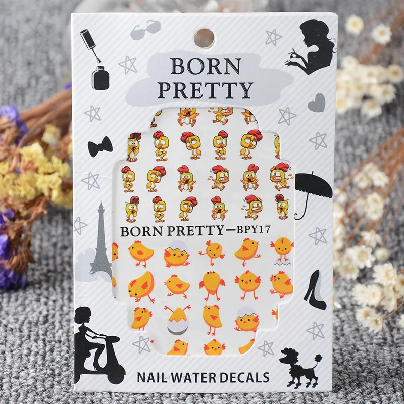 BORN PRETTY 2 листа Милая утка цыпленок русская кукла водяные наклейки для ногтей