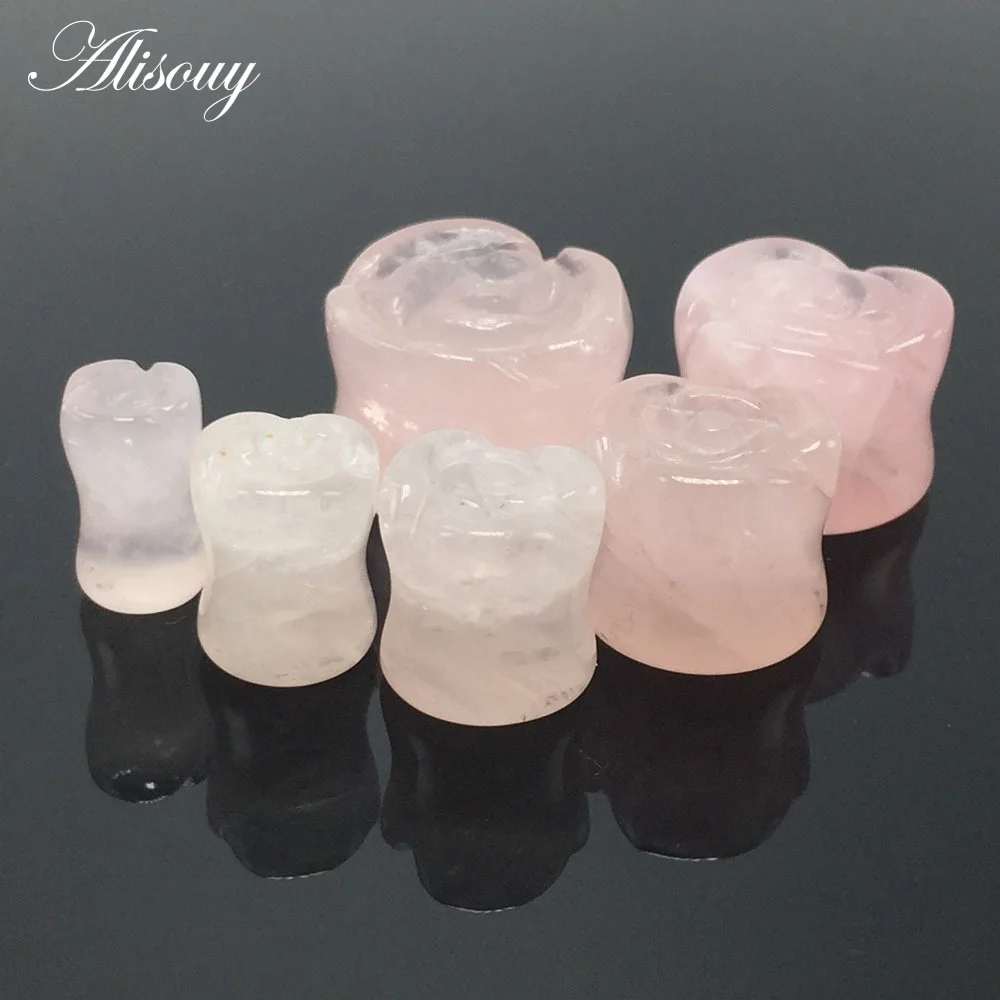 Rose Quartz Flower 1 шт. камень ушные пробки Тоннель Пирсинг Ушей Серьги измерители спирали пирсинг ушные носилки ушные пробки пирсинг ювелирные изделия 4 мм-16 мм - Окраска металла: Rose Quartz Flower