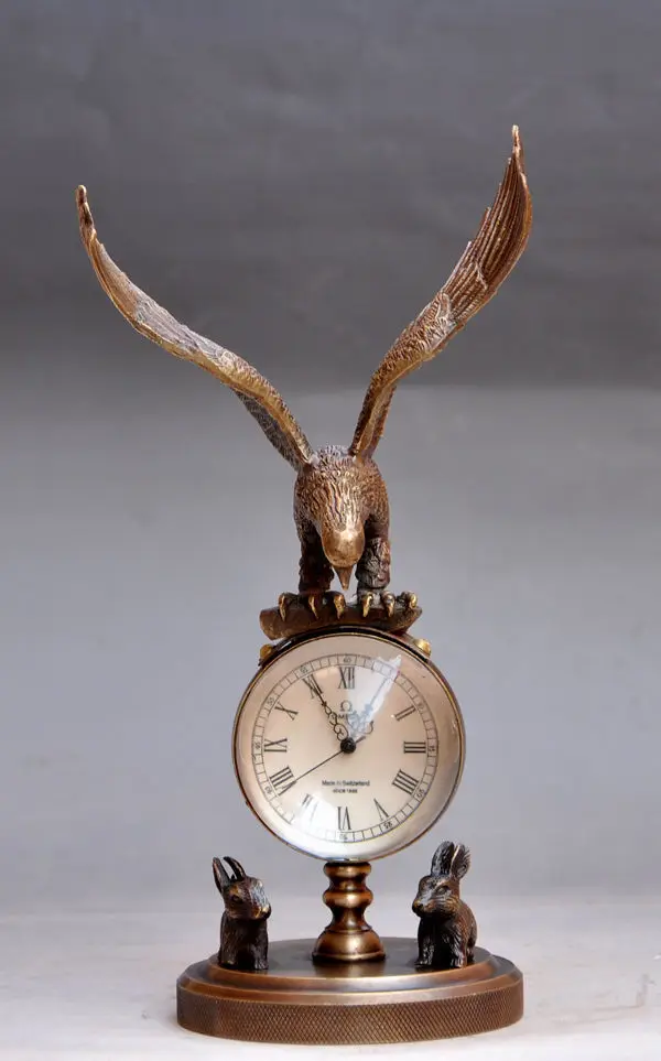Сборная бронзовая Медная скульптура Орла механические часы настольные статуя |