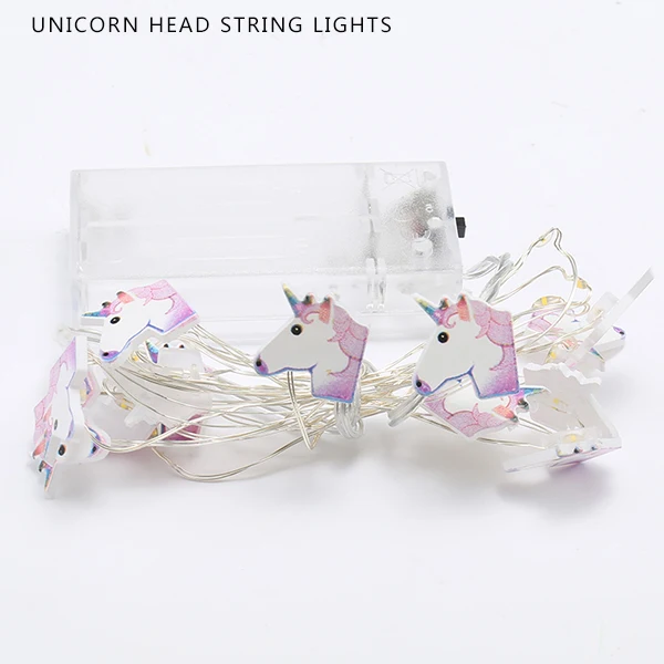 unicorn head Светодиодный светильник-гирлянда с изображением фламинго, единорога, вечерние, кактус, 2 м, 20 светодиодный s медный провод, украшение для дома, светильник, Рождественский светильник, s цепочка - Испускаемый цвет: unicorn head