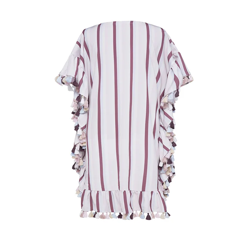 Sishot женские богемные платья розовый белый в полоску Половина рукава Русалка