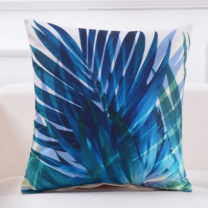 ADQKCLY прозрачный льняной набивной чехол для подушки с зелеными листьями 43*43 см