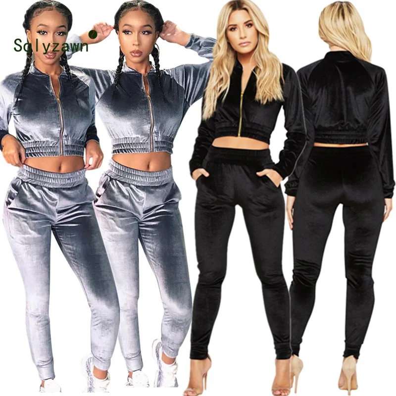 Женский Бархатный спортивный костюм мягкий однотонный из свитшота и брюк с