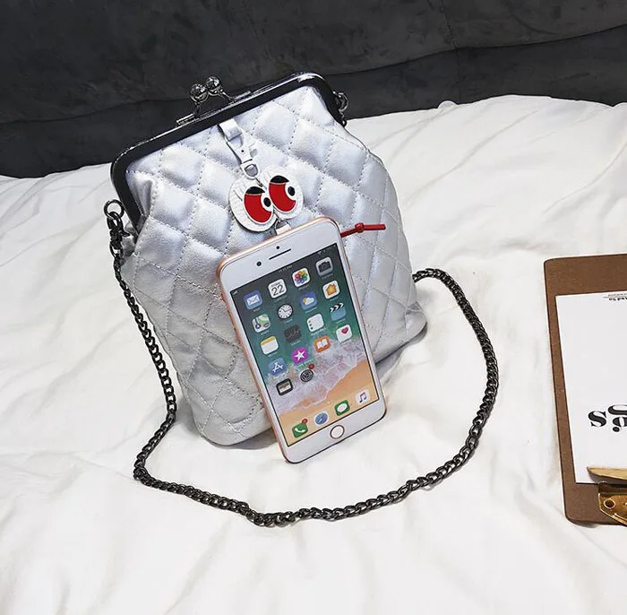 2018 Роскошный Клип Сумки ПУ кожаные сумки женщина Винтаж плед цепи женские через