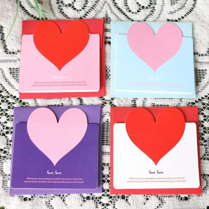 5 шт. в форме сердца поздравительные открытки милые на Рождество день рождения