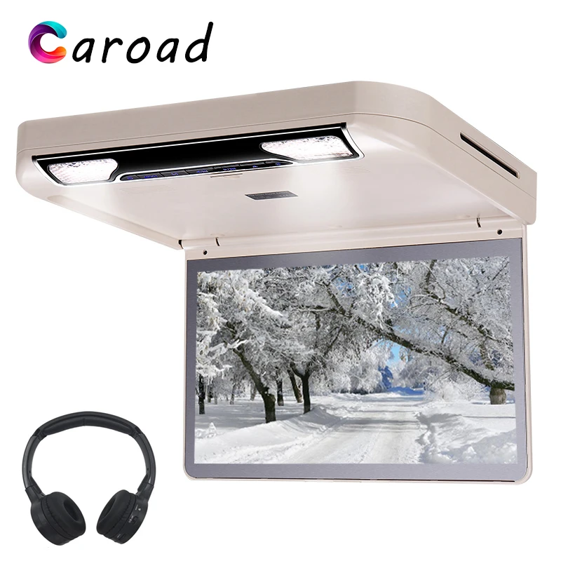 Caroad 13 3 дюймов Автомобильный потолочный DVD плеер откидной HD 1080P видео USB/SD/HDMI/MP5/IR FM