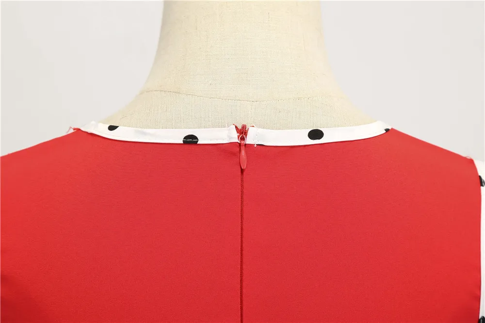 Женское винтажное платье в горошек летнее без рукавов с v-образным вырезом 50s 60 s