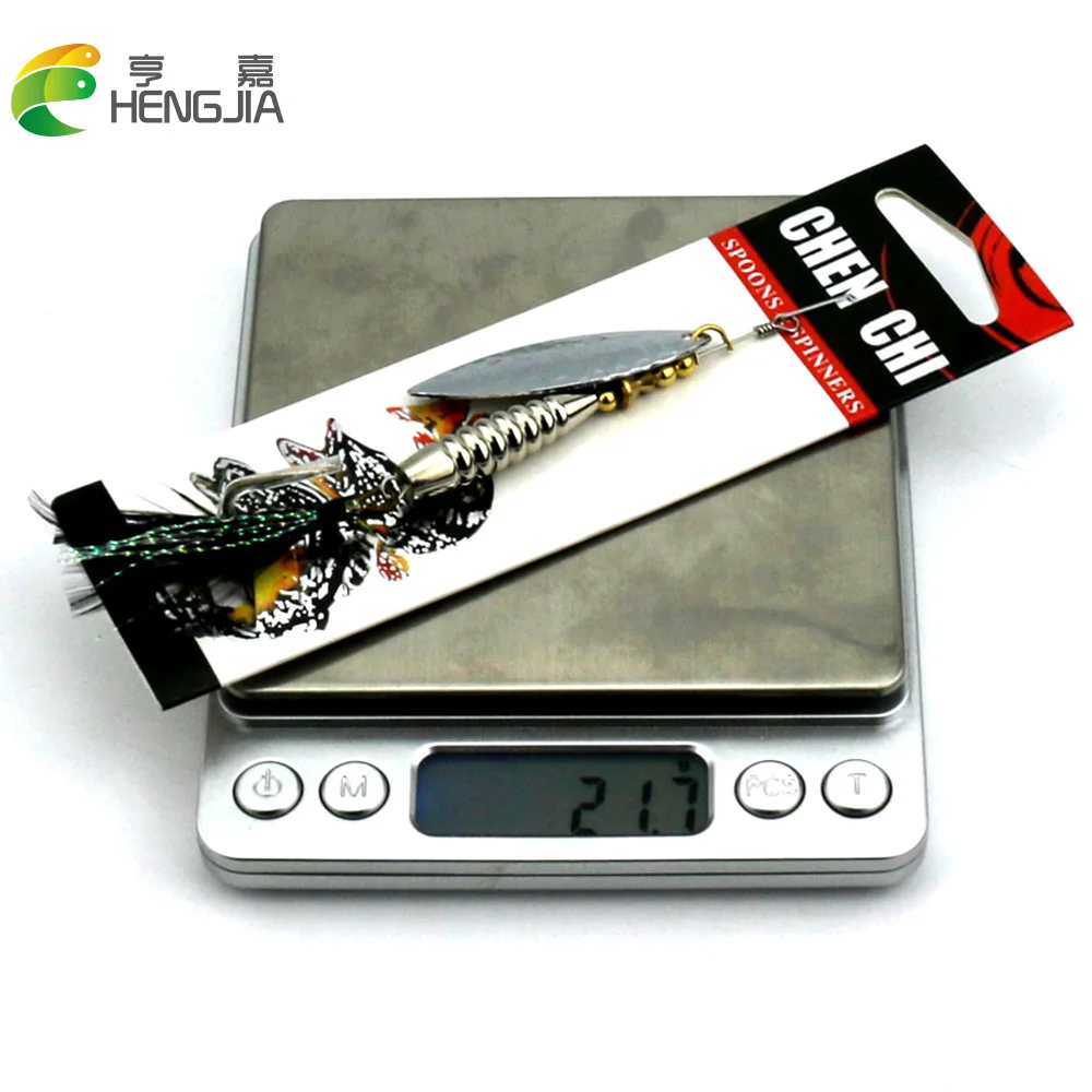 HENGJIA 1PC Metal Fishing Lure 16.5g Rotated Sequin Spoon with Feather Tackle Hard Bait SpinnerBait Isca Artificial | Спорт и