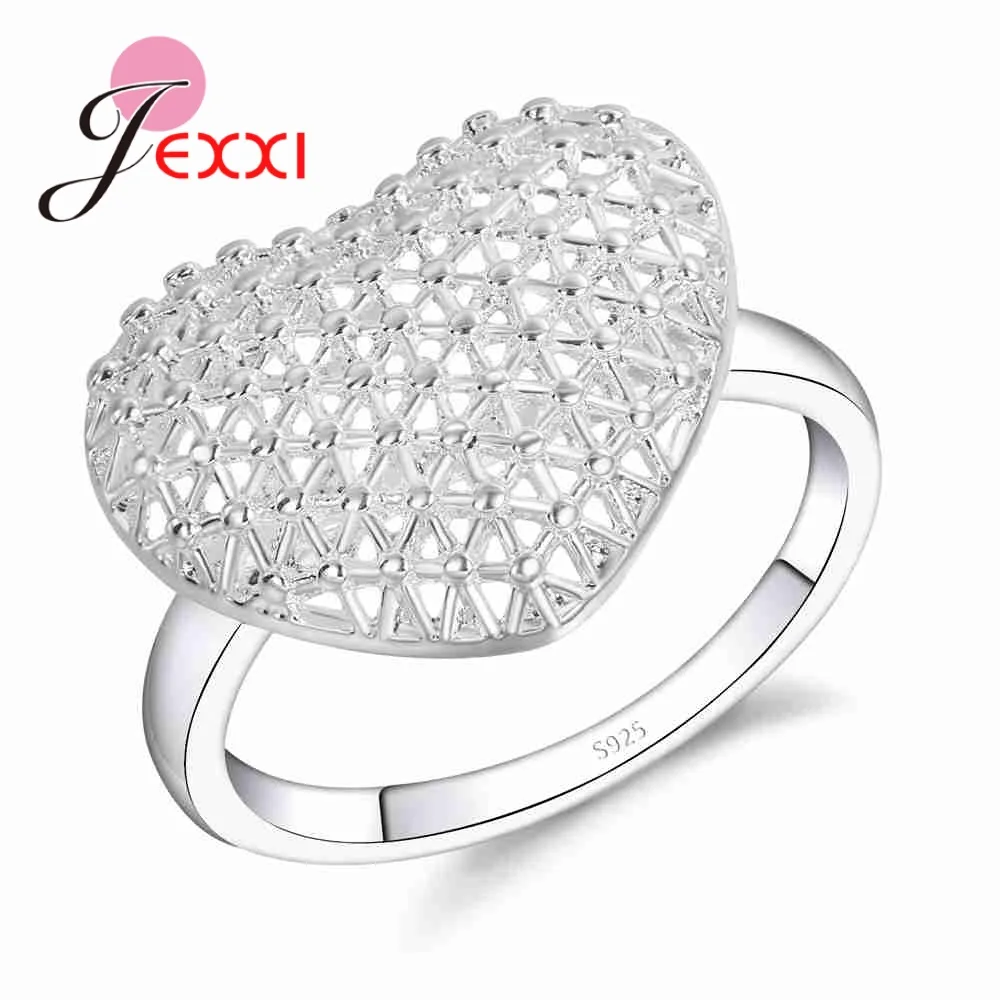 

Openwork Design Exaggerated Style Love Heart Shape High Quality 925 Sterling Silver Ring Bride Jewelry Accessories