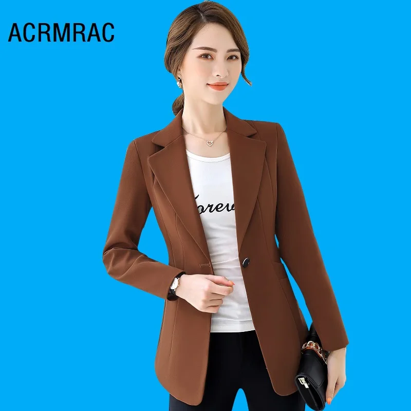 

Women jacket Slim autumn Solid color Long sleeve Blazers Woman 718