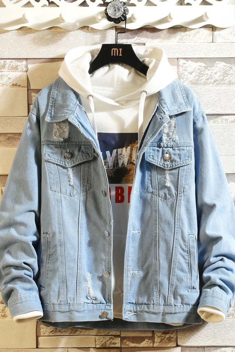Куртка мужская джинсовая ковбойская Джинсовка корейская мода весна 5XL | Мужская
