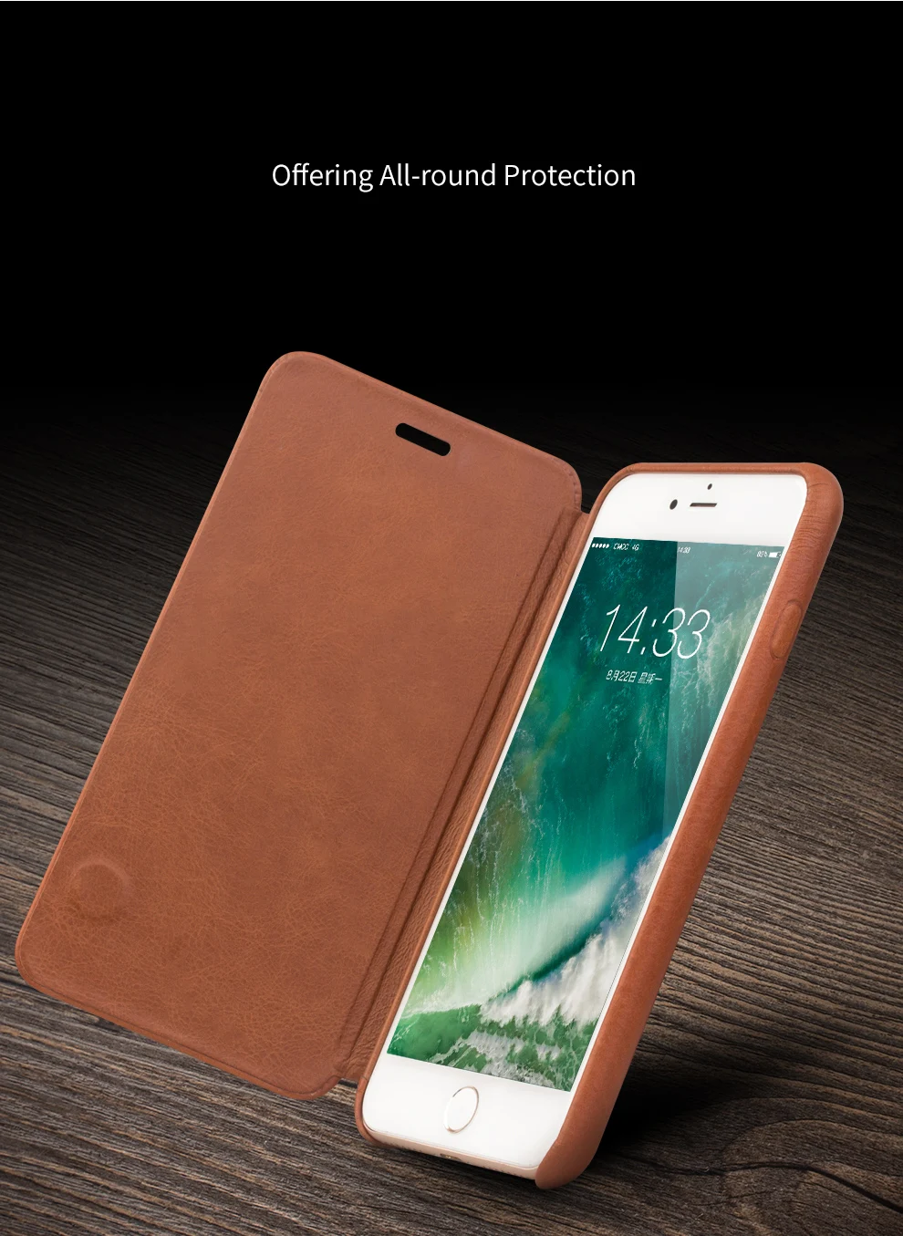 QIALINO Натуральная кожа флип чехол для iPhone 8 Plus Роскошный ультра тонкий ручной работы сотовый телефон чехол для iPhone 8 Plus 4,7/5,5 дюймов