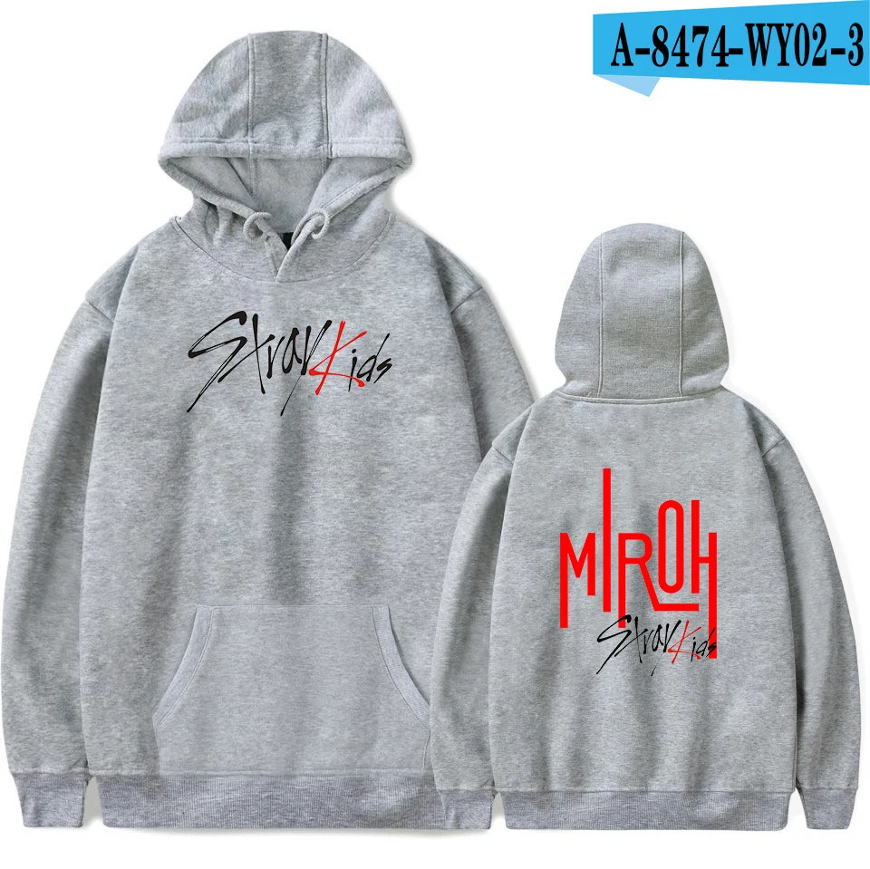 Корейская одежда для детей Miroh кофта Айдол для женщин и мужчин Уличная Высокая уличная Толстовка Пуловер Kpop Stray Kids Культовая группа Толстовка - Цвет: Gray