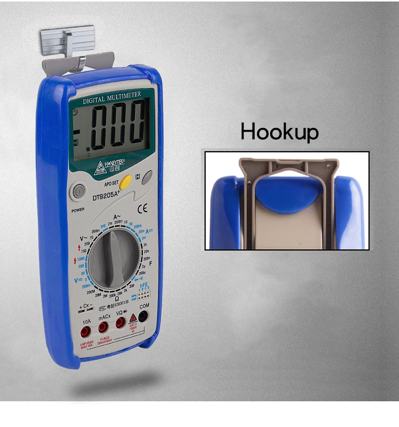 HONEYTEK Профессиональный DT9205A AC DC ЖК-дисплей электрический мультиметр Ручной тестер метр Цифровой Multimetro Амперметр мультитестер