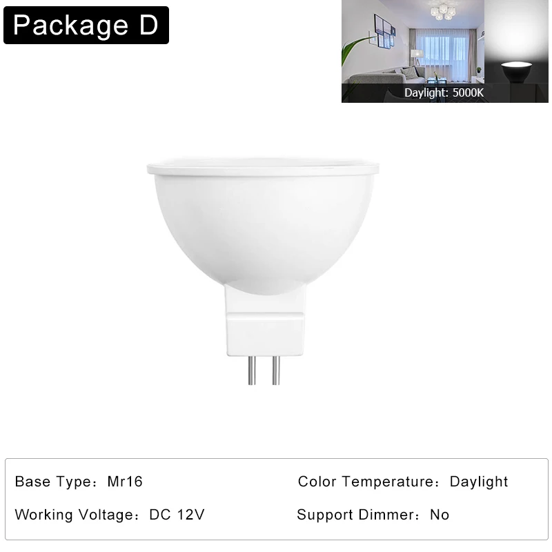 Package D Супер яркий GU10 MR16 Светодиодный светильник с регулируемой яркостью лампада Точечный светильник энергосберегающий Домашний Светильник ing 85-265V 5W Лампада GU10 светодиодный светильник - Испускаемый цвет: Package D