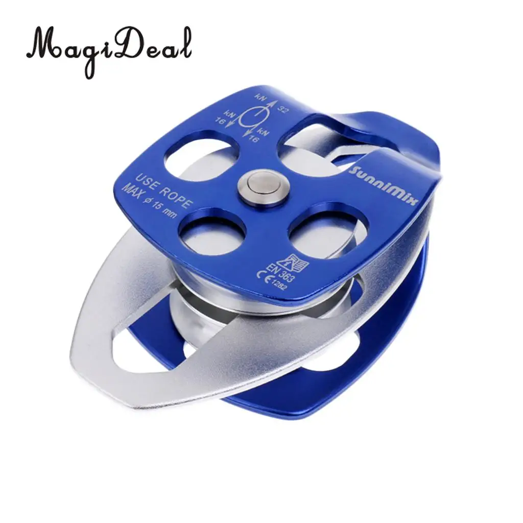 MagiDeal High Quality 1Pc 32KN Climbing Double Pulley for Hauling System Exploring Rappelling Caving Rescue Dragging Blue/Gold | Спорт и