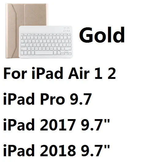 Ультра тонкий беспроводной Bluetooth клавиатура с карандашом держатель чехол для iPad Air 1 2 iPad 9,7 Pro Air 10,5 дюймов - Цвет: For iPad 9.7 Gold