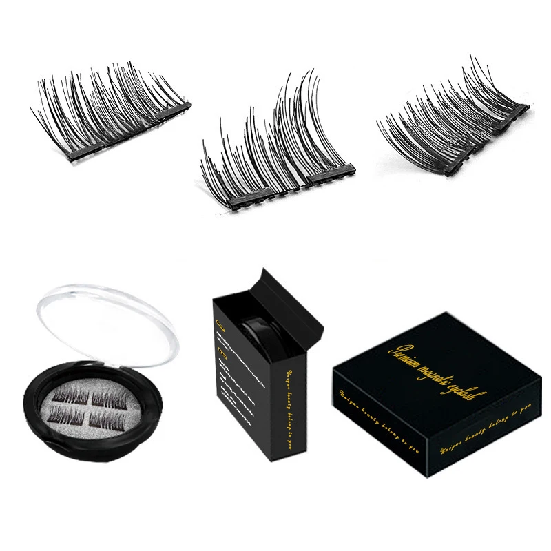 1 пара 4 шт. магнитные ресницы накладные 3D натуральные длинные инструменты для