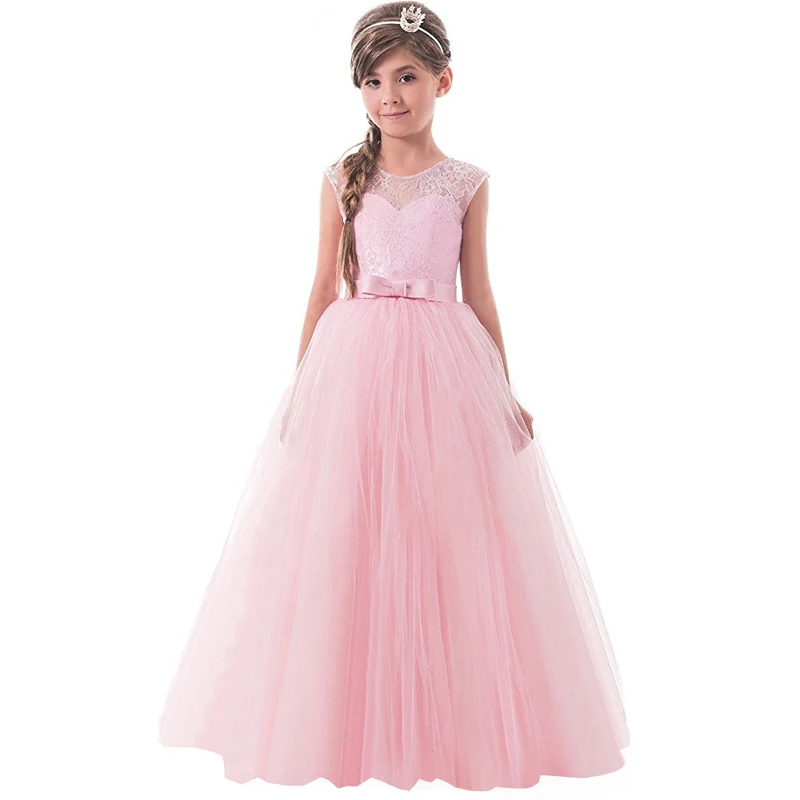 Elegant Wedding Dress Solid Tutu Vestido Teenager Kid Costume Graduation Ceremony Prom Gown Formal Long Dresses For Girls 6 14ys | Детская
