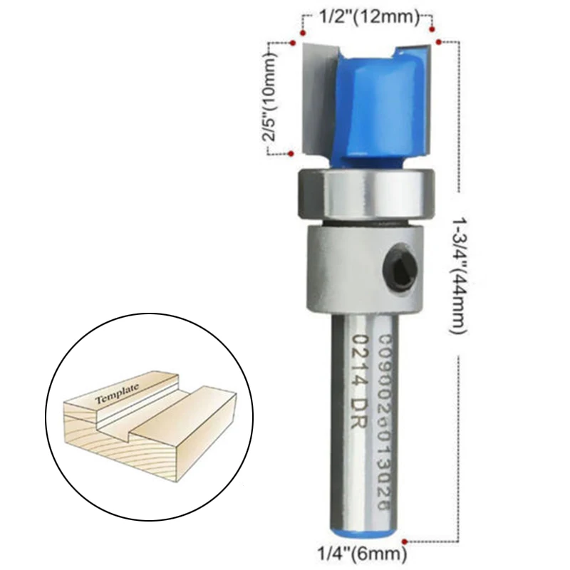 

Alloy 1/4 Straight Flute Flush Trim Router Bit Cutter Bearing Woodworking Tools