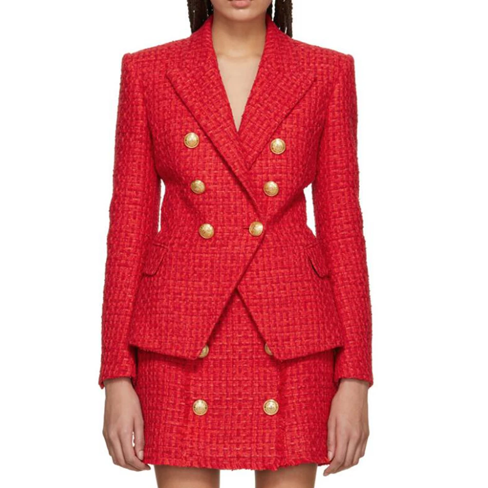 Блейзер Женский твидовый красный двубортный на пуговицах | Женская одежда