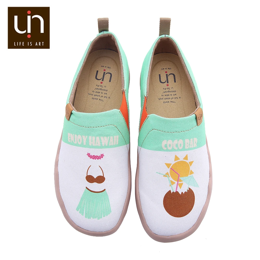 UIN Love Journey/Дизайнерские женские парусиновые кроссовки слипоны на плоской подошве