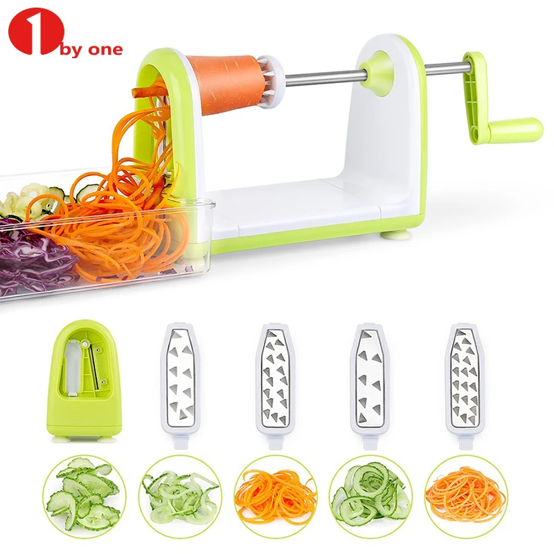 Складной 5 Blade Овощной Spiralizer Veggie паста и спагетти Спираль Тесак морковь цуккини