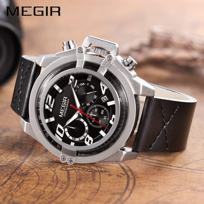 Relogio Masculino Творческий MEGIR Мужская Мода Спорт наручные мужские часы с хронографом
