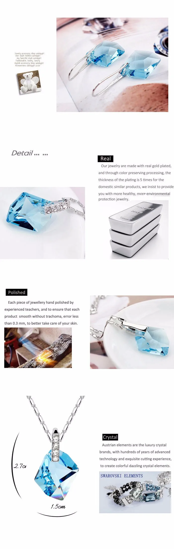 Высокое качество Свадебные Ювелирные наборы Кристалл от Swarovski геометрический кулон ожерелье Висячие серьги для женщин рождественские подарки