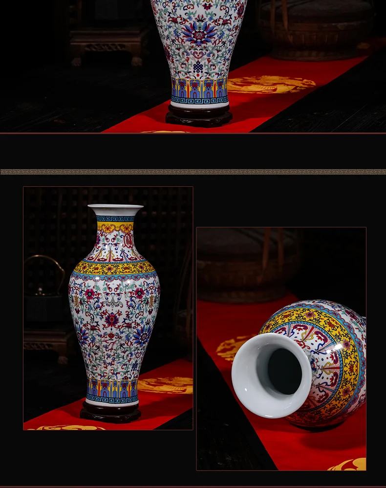 Роскошный античный фарфор Jingdezhen эмалированная Рыба хвост форма ваза классическое украшение большая китайская ваза древние дворцовые вазы