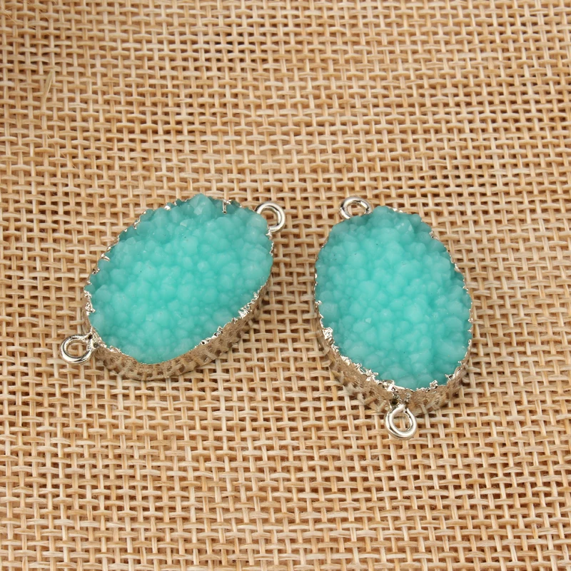 2 шт. модные овальные камни из голубого полимера коннектор для самостоятельного