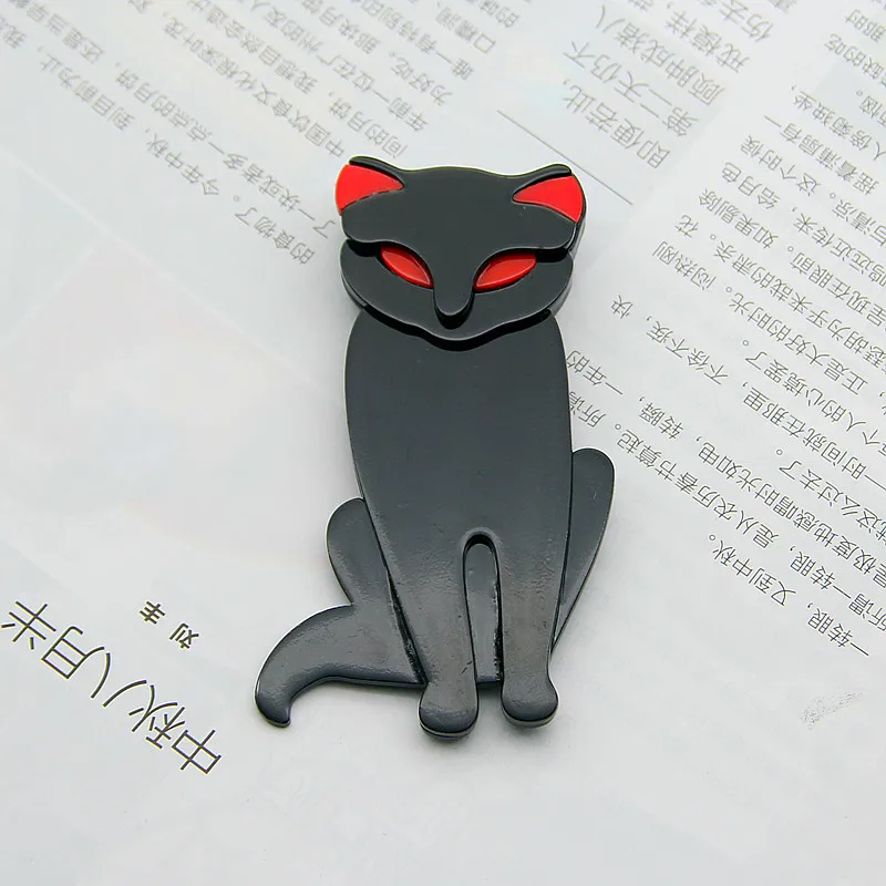 Женская акриловая брошь в форме кошки FishSheep пластиковая черная нагрудный знак