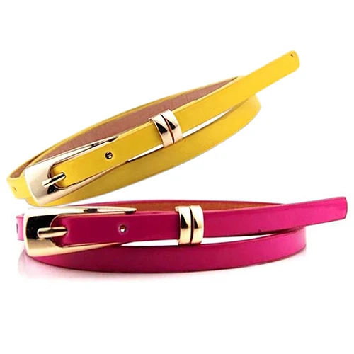 

Hot Fashion Women Skinny Waist Belt Thin Faux Leather Narrow Buckle Waistband Strap 9TBY