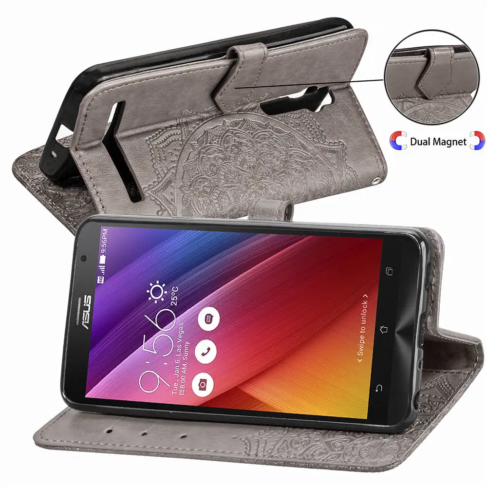Чехол-раскладушка кожаный бумажник чехол для Asus Zenfone 2 Laser ZE550KL ZE551KL 5 Lite 5Q ZC600KL 5Z ZS620KL ZE620KL ZE 550KL 551KL