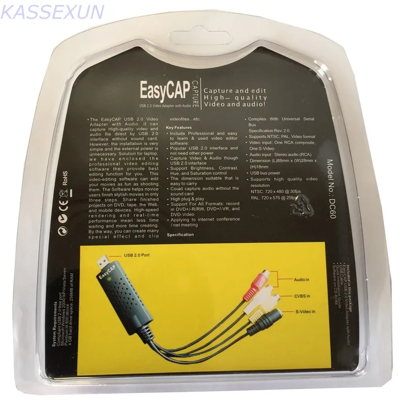 Новинка USB2.0 конвертер VHS в DVD, конвертировать Аналоговое видео в цифровой формат через ПК