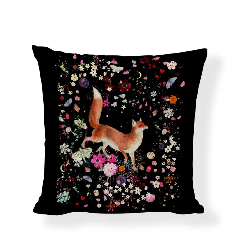 Животные и Цветы Узор красивые наволочки на подушки котенок лиса Сова попугай