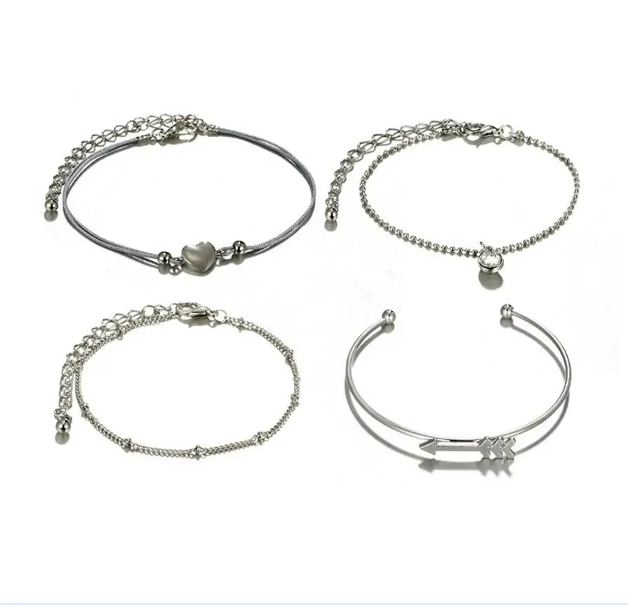 4 шт./компл. очаровательные браслеты на запястье с открывающейся стрелкой и