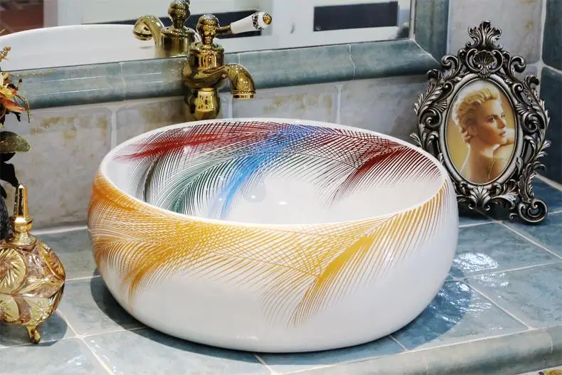 Китайский Художественный Ручной Работы Европейский Винтажный умывальник Lavabo