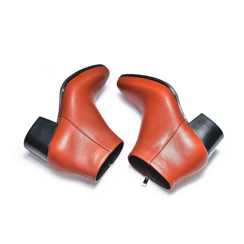 

High Quality Genuine Leather Men's Ankle Boots Pointed Toe High-Top High Heels Footwear Handmade Man Cowboy Riding Shoes HQS225