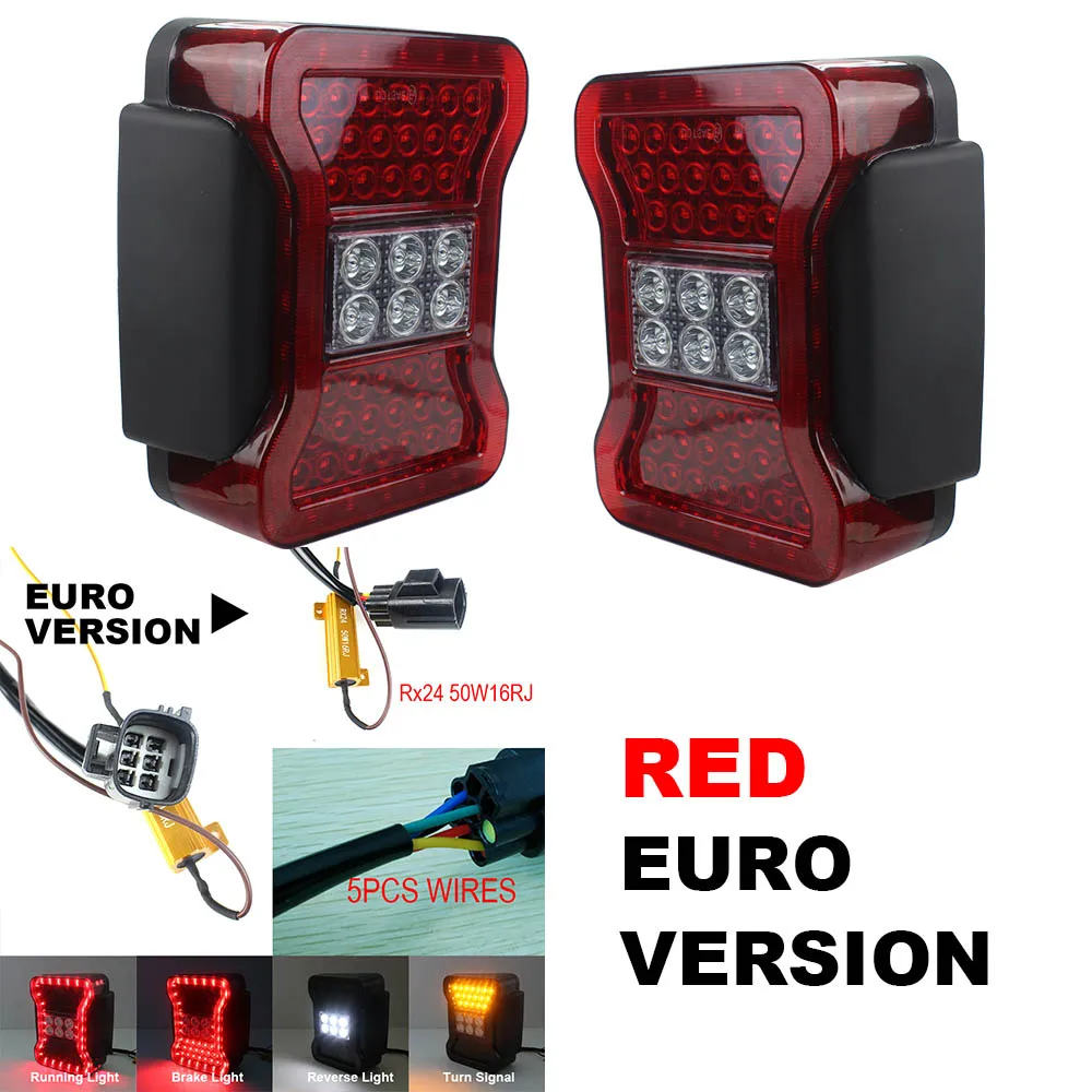 Red EURO Version Новинка, светодиодные задние лампы, задний тормозной светильник, автомобильный светильник в сборе, дневные ходовые огни для Jeep Wrangler JK 2007 - Цвет: Red EURO Version