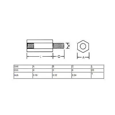 

M3 x 25mm+6mm Male to Female Brass PCB Spacer Hex Standoff Screw Pillar 20 Pcs