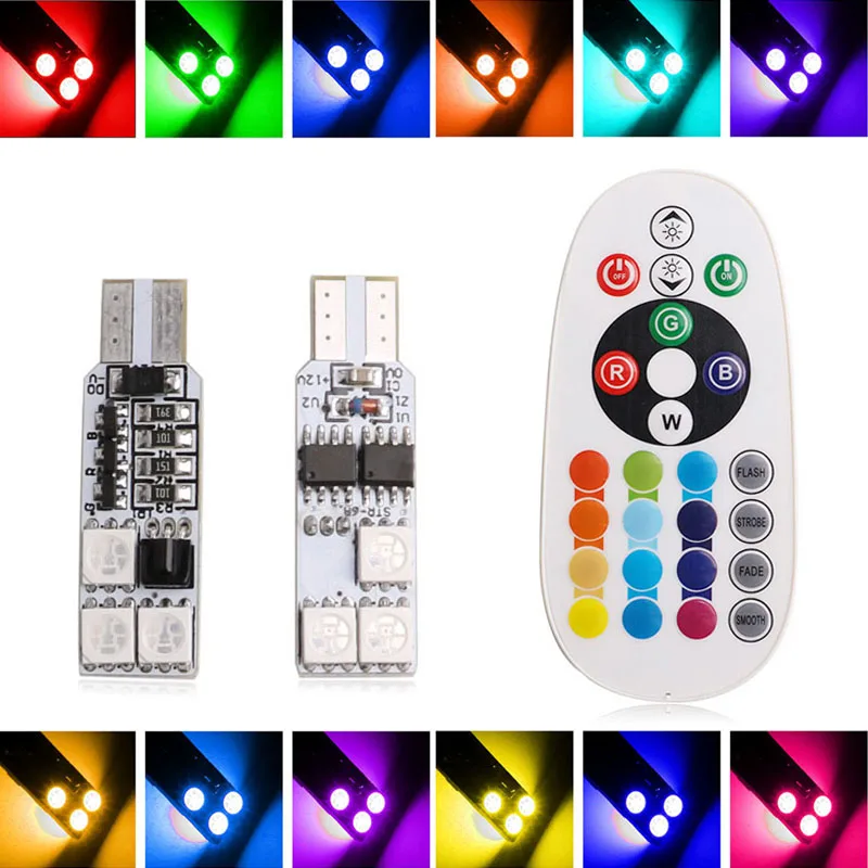 2 шт. RGB LED освещение для чтения салона автомобиля с пультом дистанционного