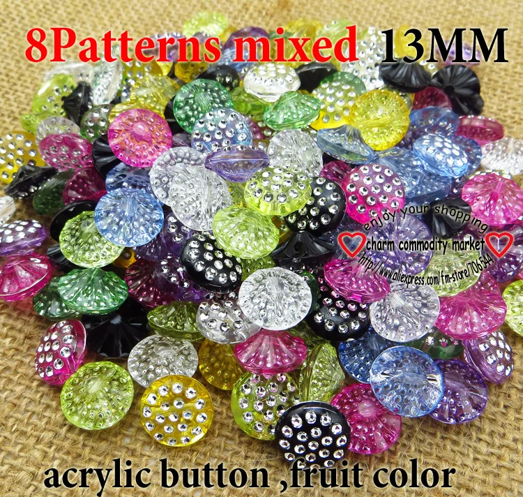 100 шт 13 мм Цветы акриловые Окрашенные Пластиковые кнопки пальто швейная одежда