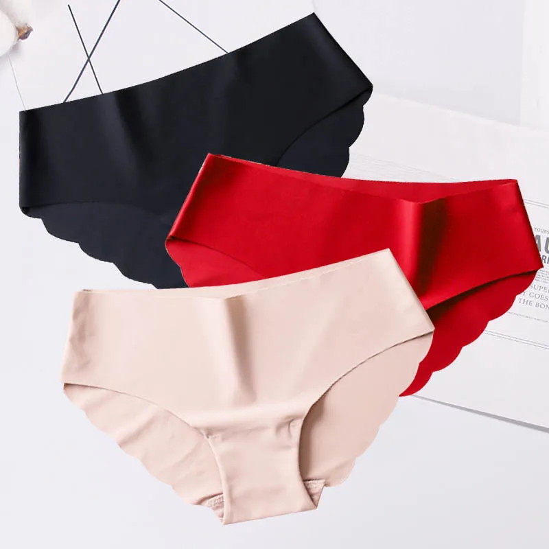 A 3pcs Бесшовные Ice Silk трусы для Для женщин сексуальные трусы с низкой посадкой ультра-тонкий стринги нижнее белье, женские трусы, интимное 3 шт./компл.# F - Цвет: A 3pcs