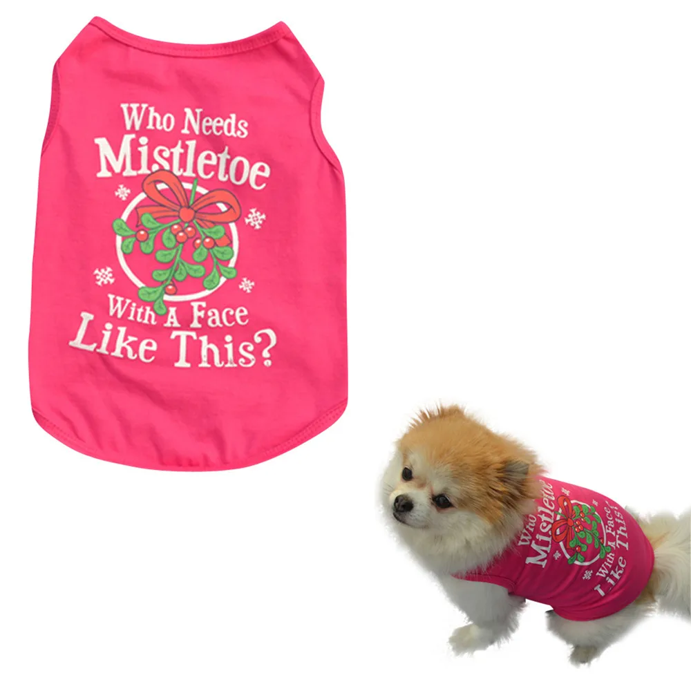Милые рождественские комфортно щенок летняя футболка из хлопка Одежда для собак