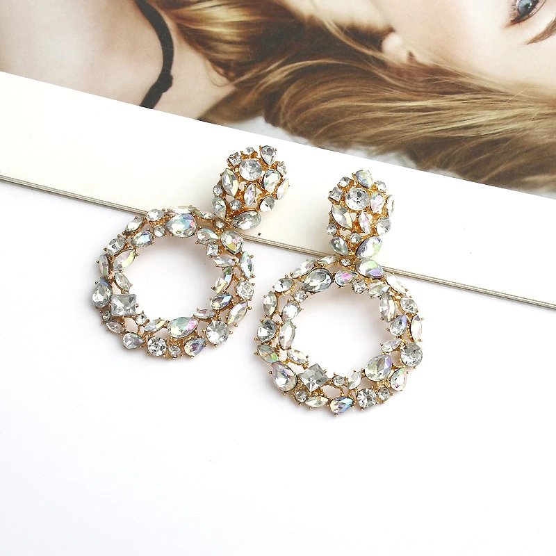 Прозрачные красочные блестящие хрустальные кольца подвески с бусинами для