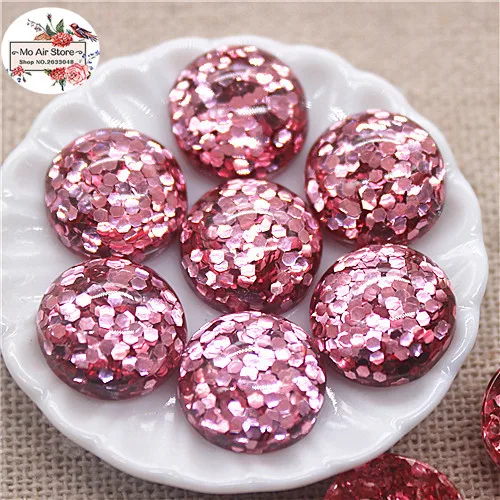 pink 50pcs 50 шт. 12 мм разноцветные блестящие круглые пуговицы для дома и сада, кабошон, аксессуары для скрапбукинга - Цвет: pink 50pcs