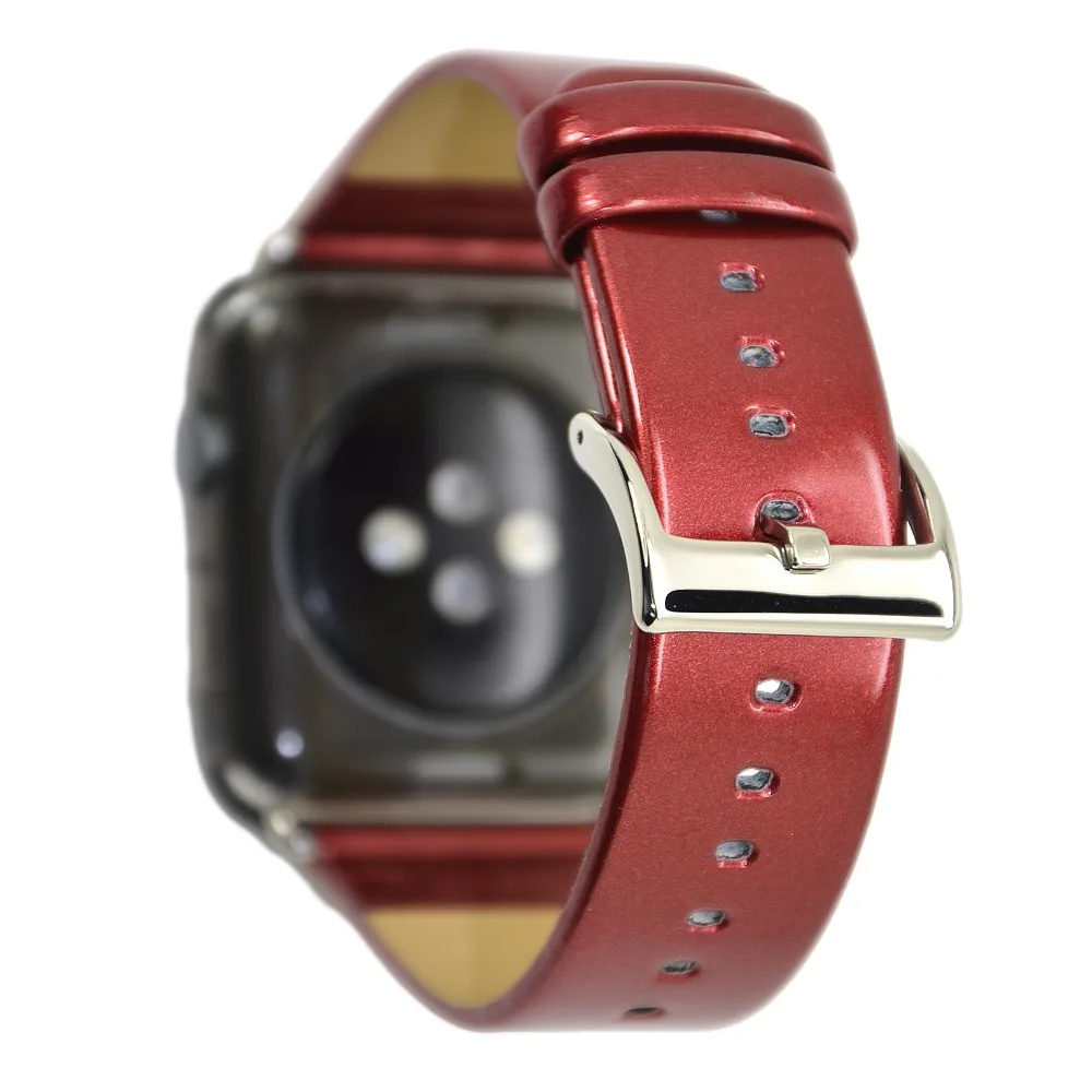 Лаковый кожаный ремешок для Apple Watch, кожаный ремешок 38 мм, 42 мм, 44 мм, браслет, кожаные ремешки для iWatch 4, 3, 2, 1, ремешки, Wathband