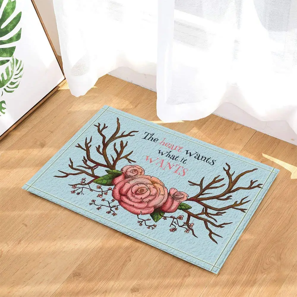 Вдохновляющий язык домашний декор розовая роза с деревянными ветками коврики